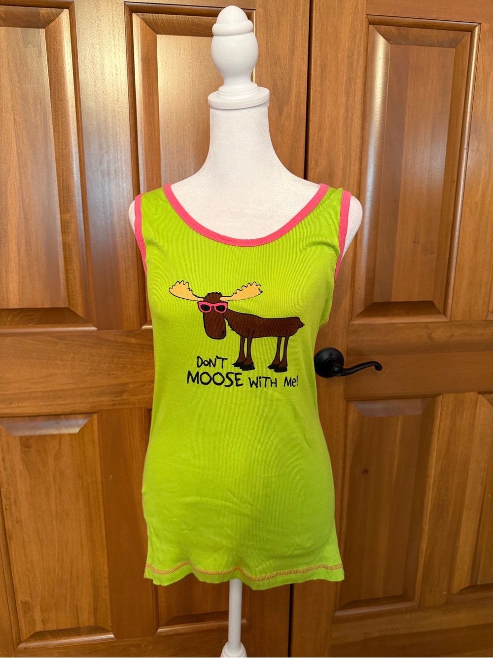 Lazy One Don’t Moose with Me! Green Tank Top Women’s Size L